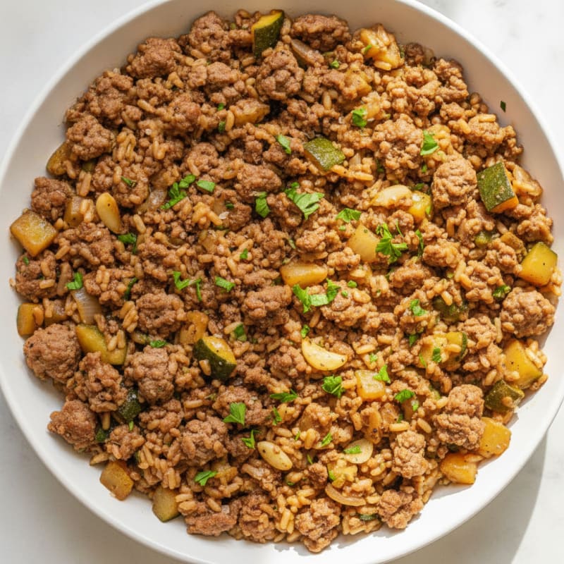 Savory Beef and Brown Rice Skillet