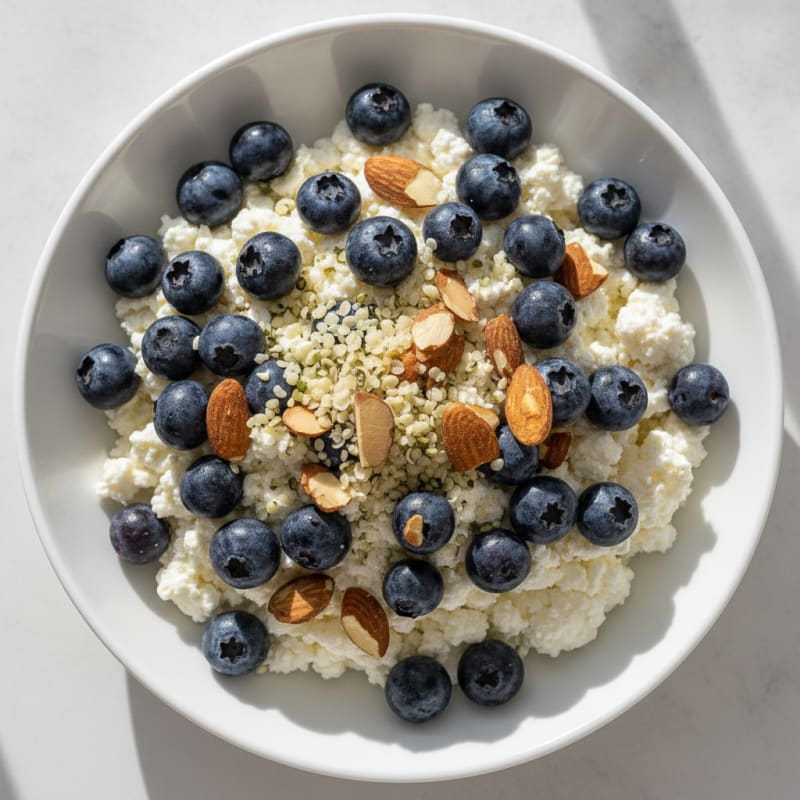 Cottage Cheese and Berry Protein Bowl with Almonds