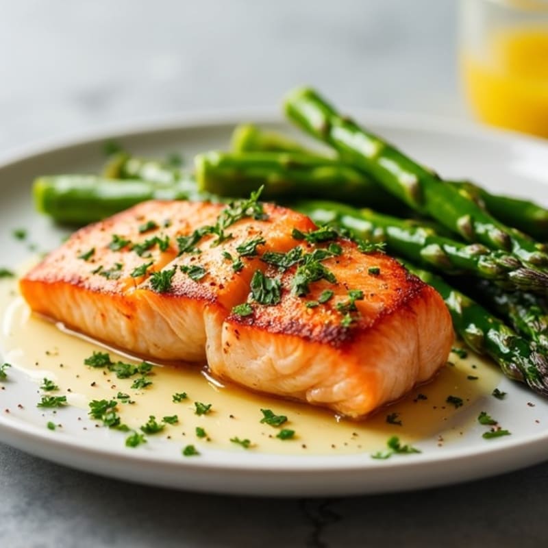 Lemon Herb Grilled Salmon with Crispy Asparagus
