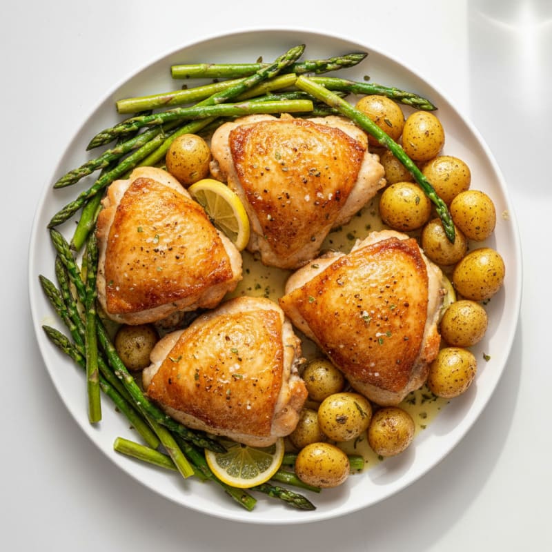 Crispy Lemon-Herb Roasted Chicken Thighs