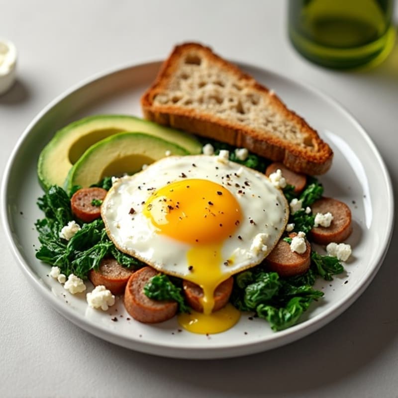 Egg White Scramble with Turkey Sausage and Spinach