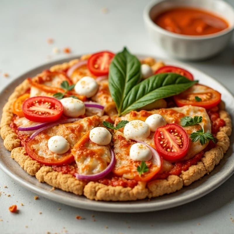 Healthy Buffalo Chicken Pizza with Fresh Veggies