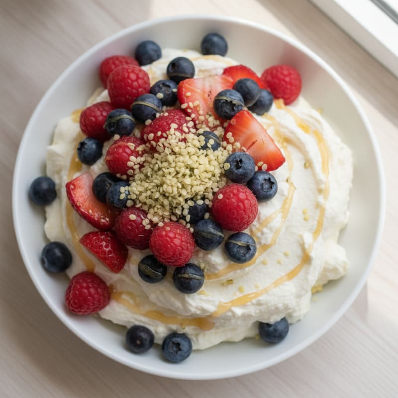 Silky Greek Yogurt Protein Mousse with Mixed Berries