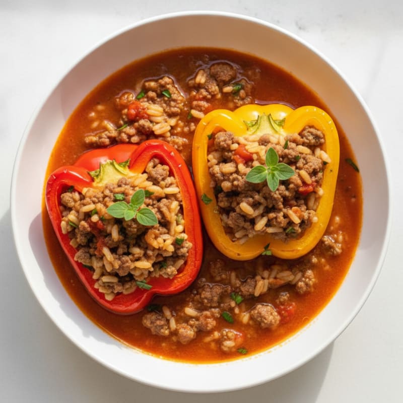 Ground Beef and Rice Stuffed Peppers