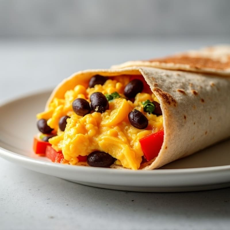 Hearty Egg and Black Bean Breakfast Burrito