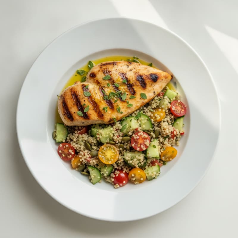 Grilled Lemon Herb Chicken Breast with Quinoa Salad