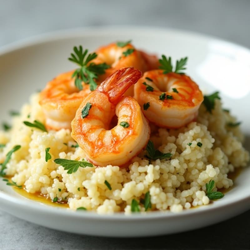 Garlic-Lemon Pan Seared Shrimp with Herb Cauliflower Rice