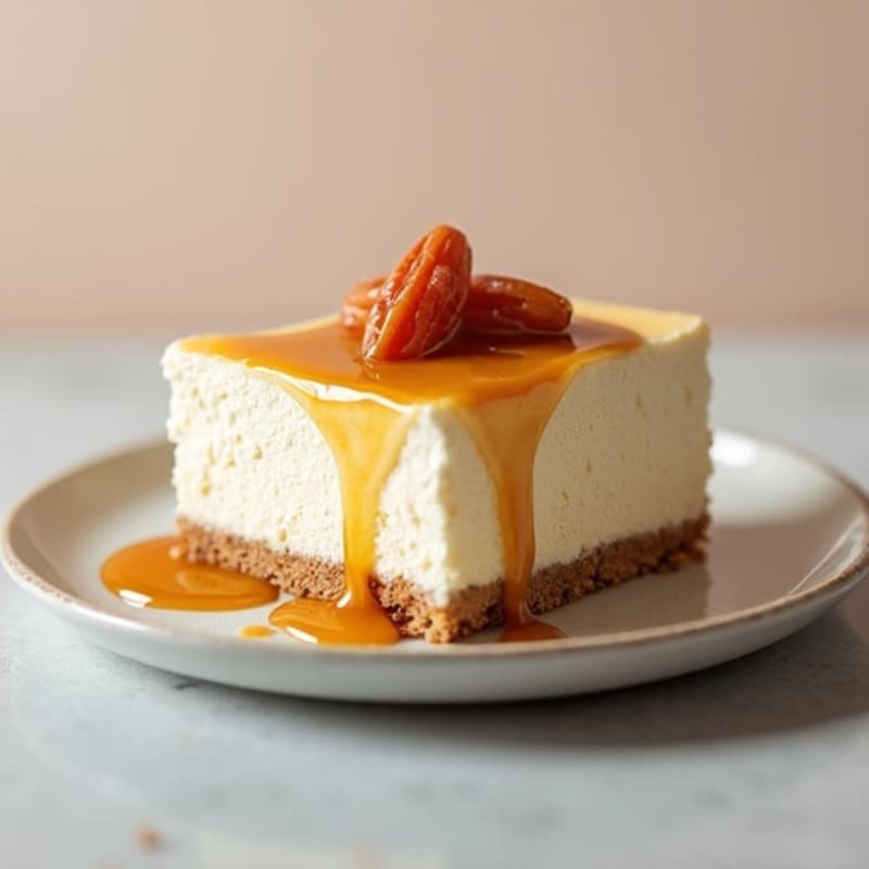 Protein-Packed Greek Yogurt Cheesecake with Date Caramel Drizzle