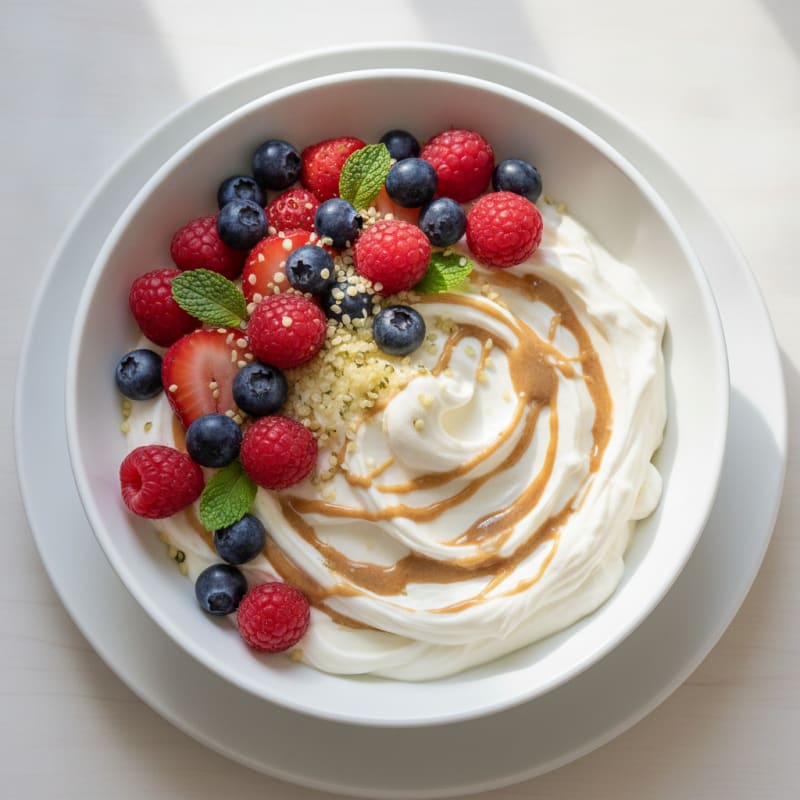 Creamy Greek Yogurt Protein Pudding with Mixed Berries