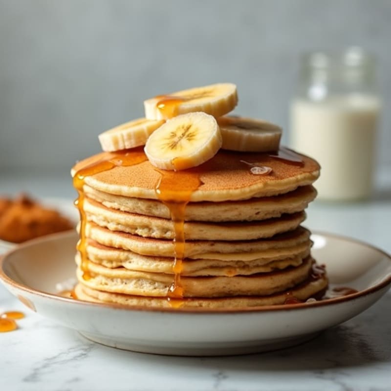 Healthy Fluffy Protein Pancakes with Caramelized Bananas