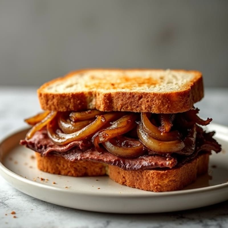 Lean Smoked Brisket Sandwich with Caramelized Onions