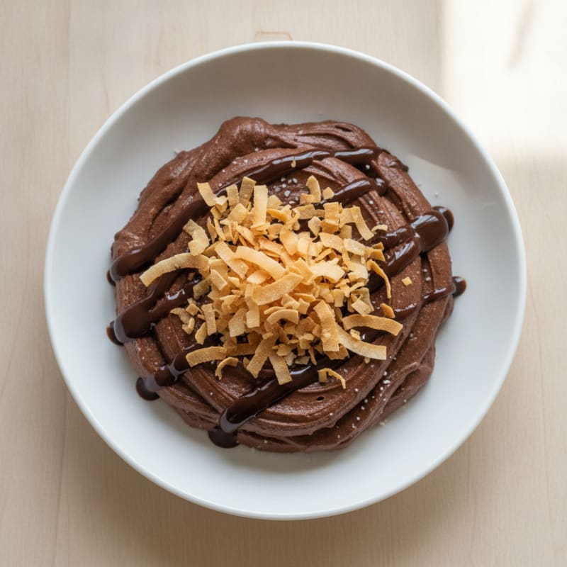 Silky Chocolate Protein Pudding with Toasted Coconut