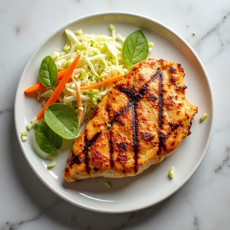 Grilled Chicken Breast with Crunchy Cabbage Slaw