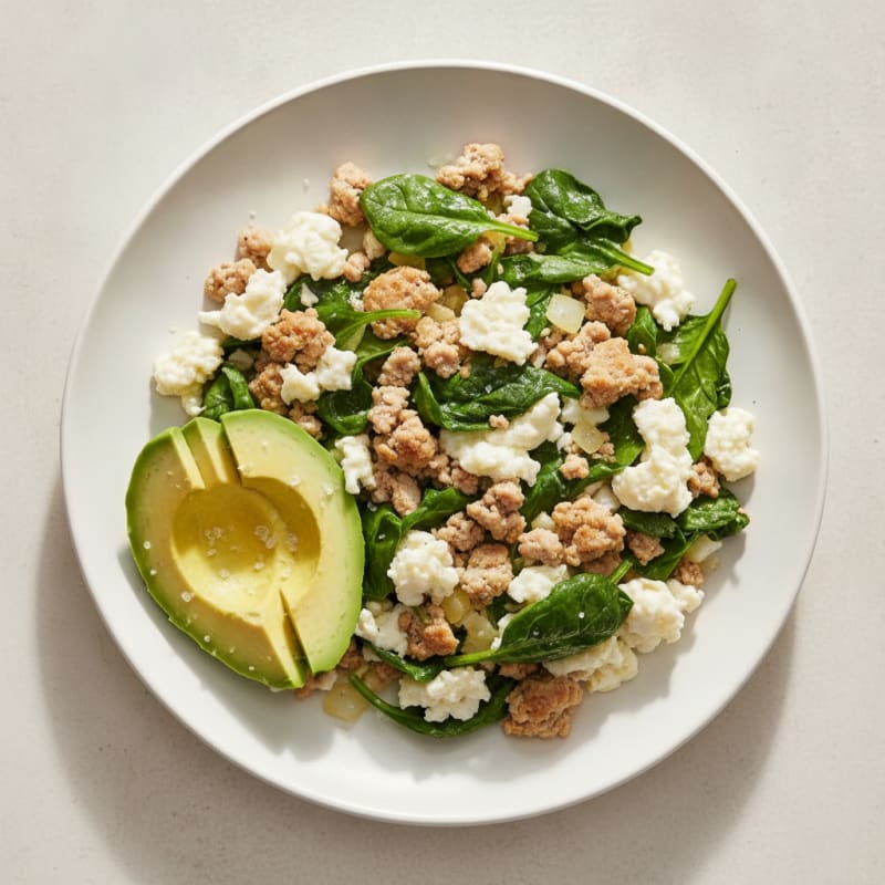 Egg White and Turkey Spinach Scramble