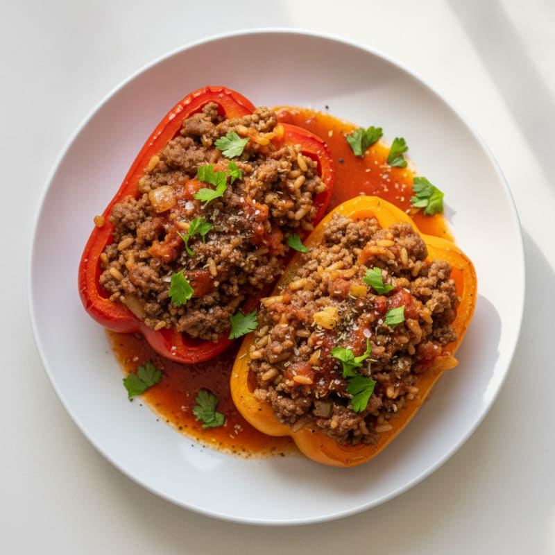 Beef and Rice Stuffed Bell Peppers