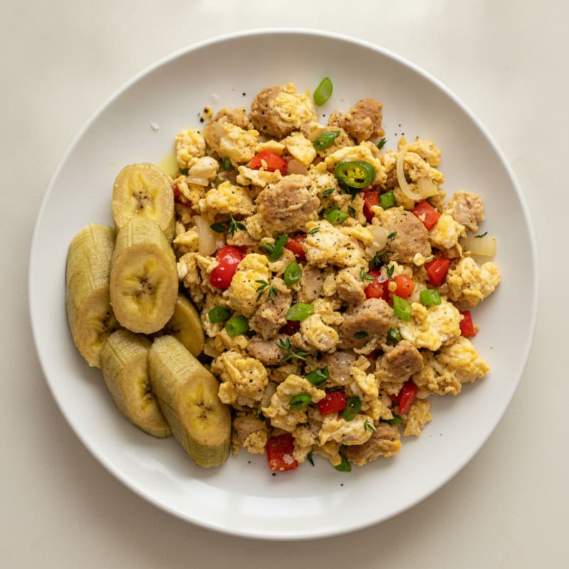 Haitian Egg and Turkey Sausage Scramble