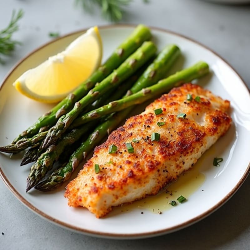Crispy Blackened Catfish with Roasted Asparagus
