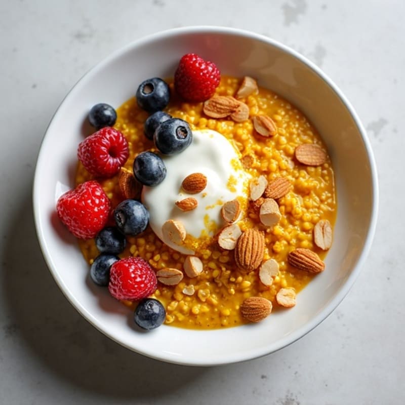 Golden Turmeric Oatmeal with Fresh Berries