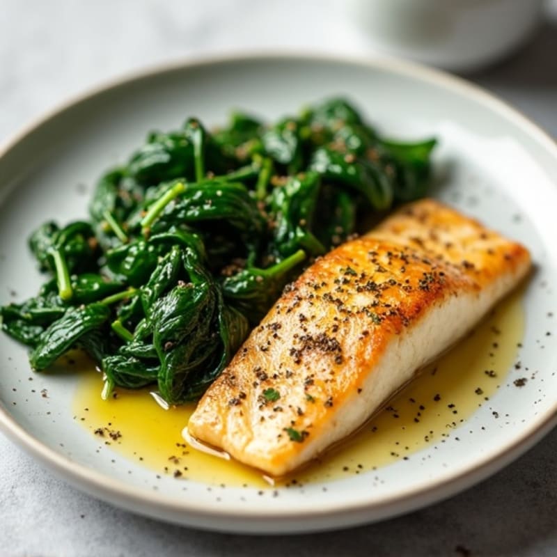 Baked Tilapia with Sautéed Garlic Spinach