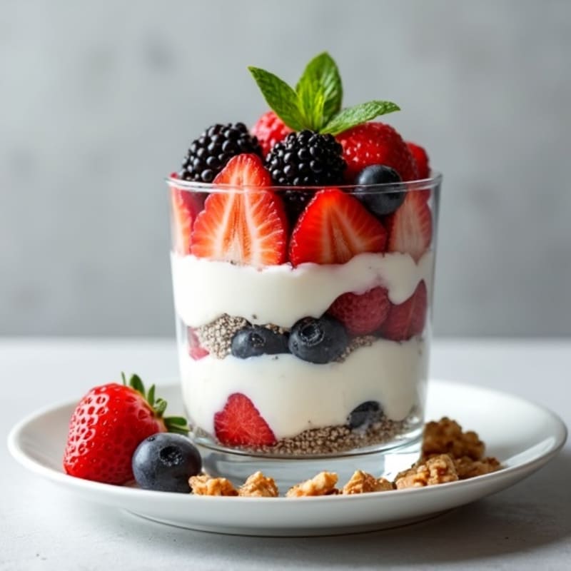 Silky Greek Yogurt Parfait with Chia Seeds and Mixed Berries