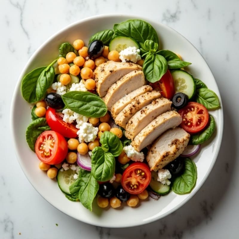 Fresh Mediterranean Chopped Salad with Herb-Marinated Feta