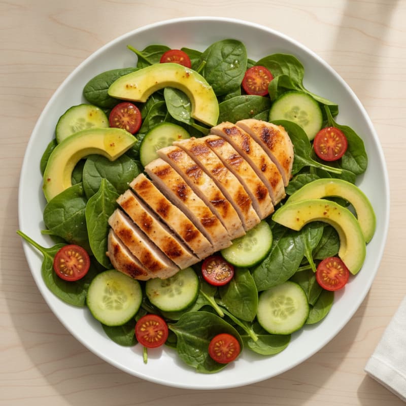 Grilled Chicken and Spinach Salad with Lemon Vinaigrette