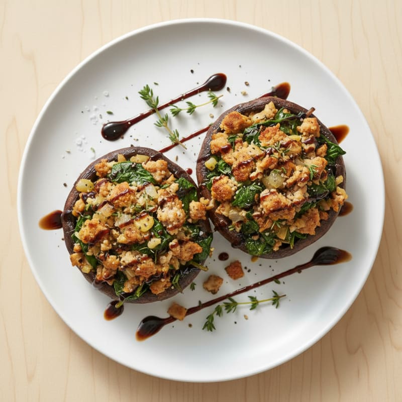 Herb-Stuffed Portobello Mushrooms with Balsamic Glaze