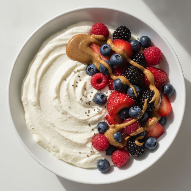 Silky Greek Yogurt Protein Mousse with Mixed Berries