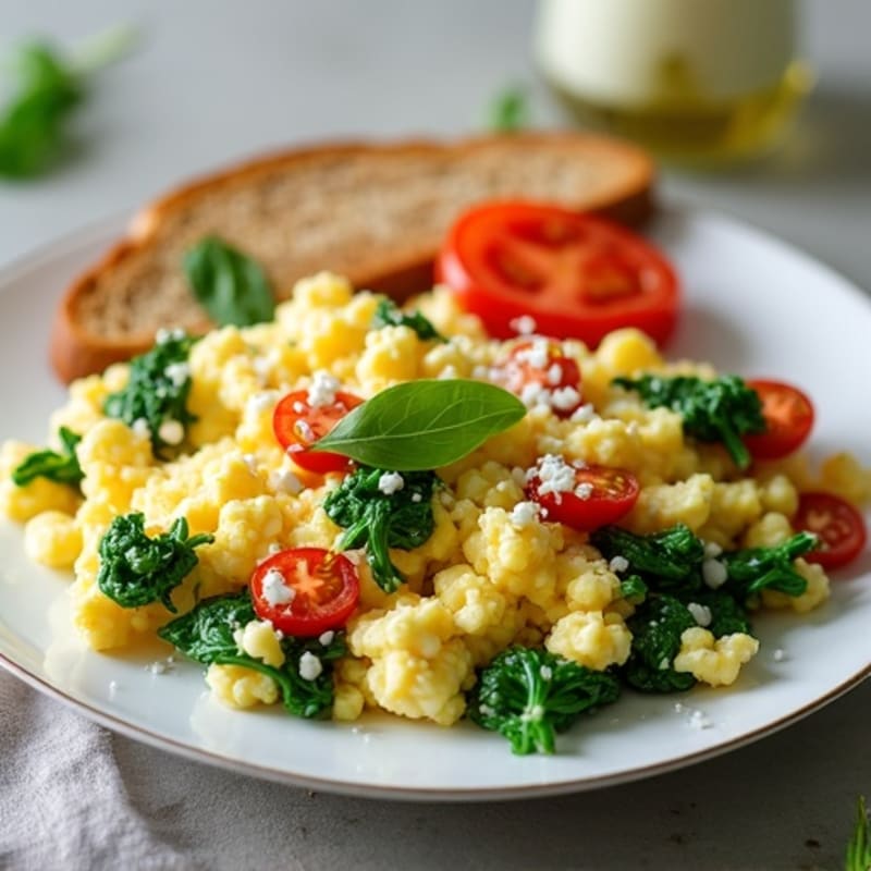 Egg White Scramble with Cottage Cheese and Spinach
