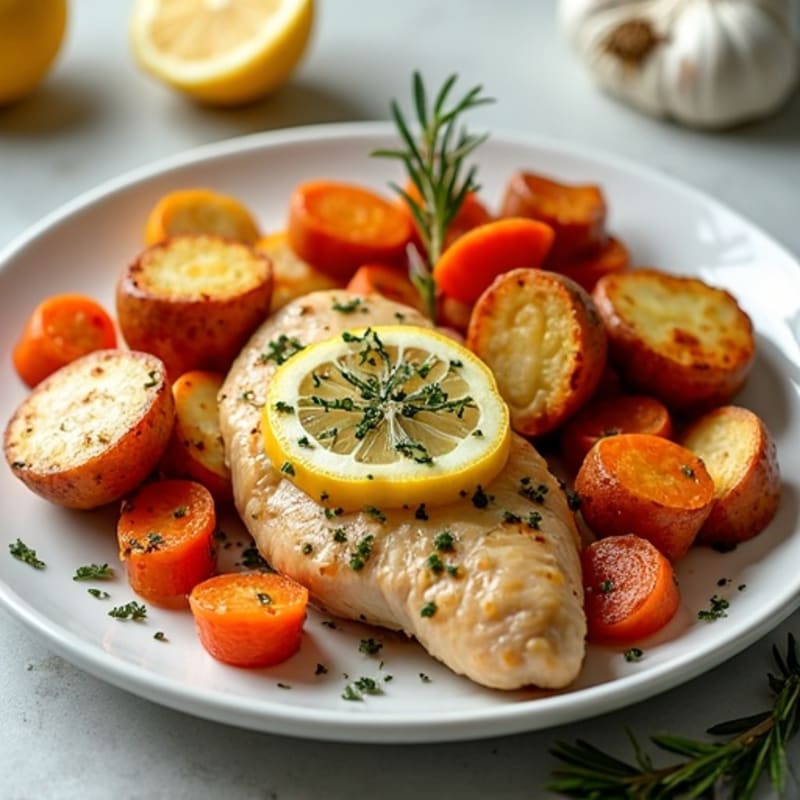 Sheet Pan Lemon Herb Chicken with Crispy Roasted Root Vegetables