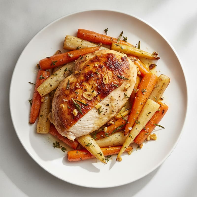 Garlic Herb Roasted Chicken with Root Vegetables