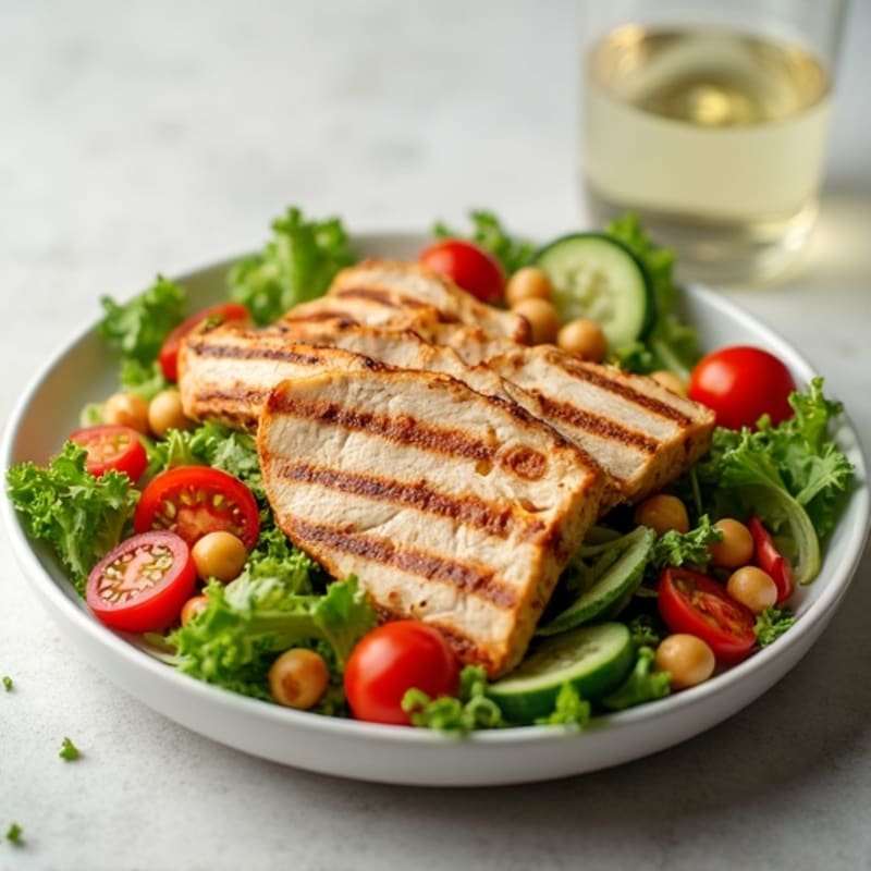 Grilled Turkey Breast Salad with Chickpeas and Crunchy Vegetables