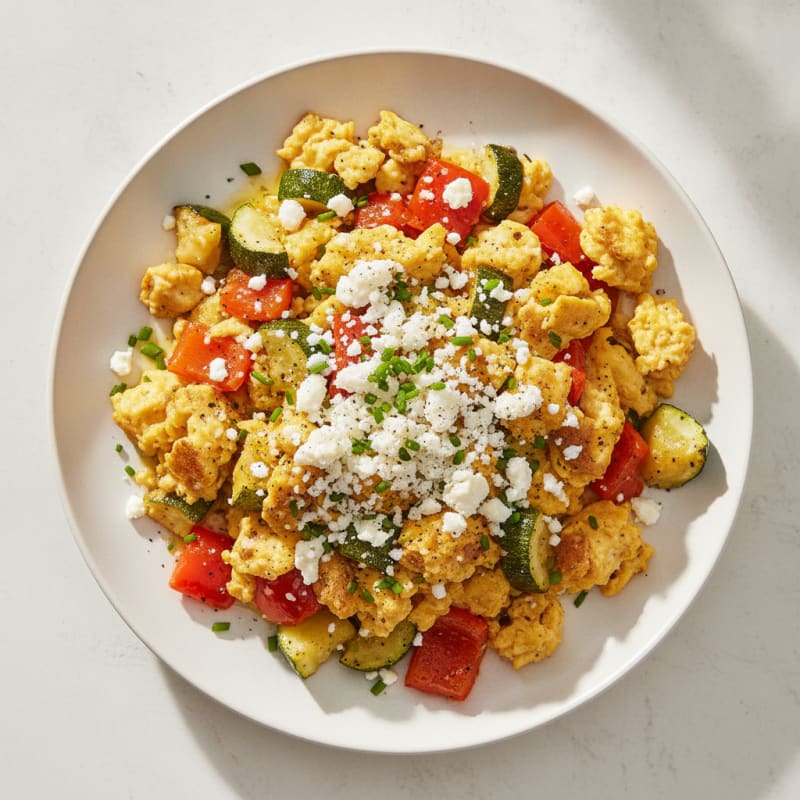 Hearty Scrambled Eggs with Roasted Vegetables