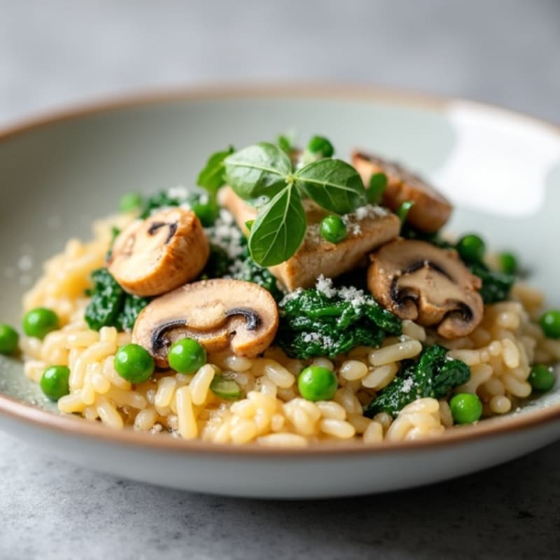 Creamy Mushroom Risotto with Fresh Spinach