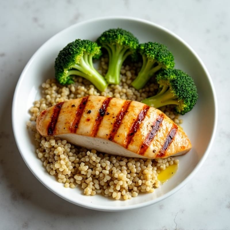 Grilled Chicken Breast with Quinoa and Steamed Broccoli