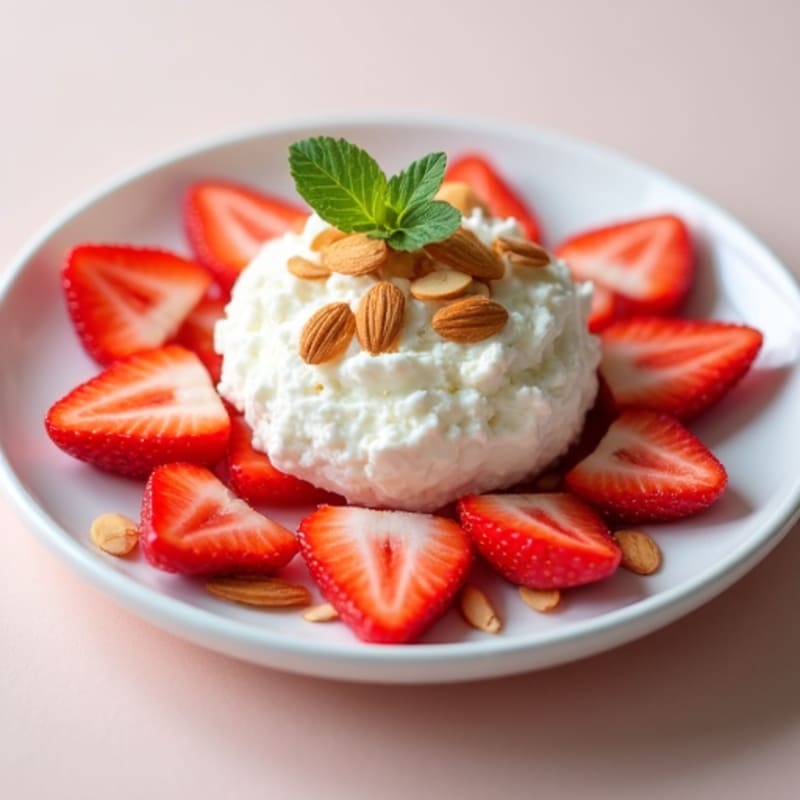 Low-Fat Cottage Cheese with Sliced Strawberries