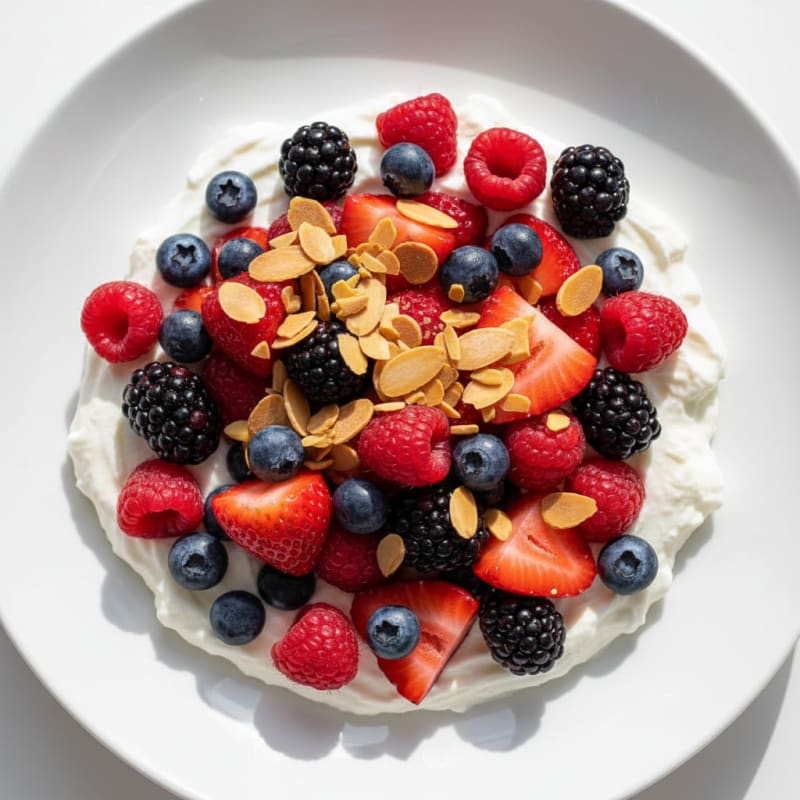 Creamy Greek Yogurt Protein Bowl with Mixed Berries and Almonds