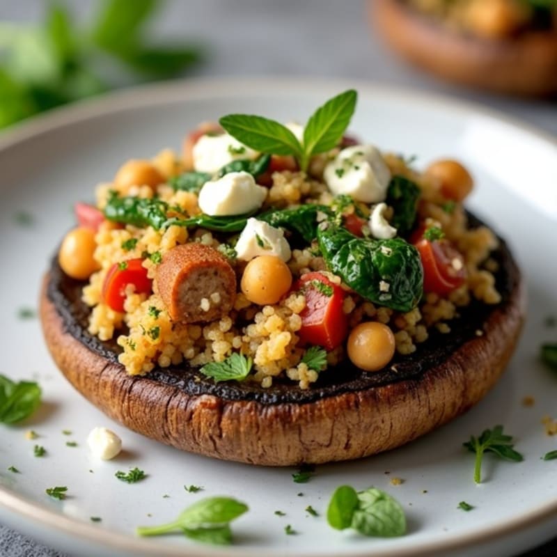 Savory Herb and Quinoa Stuffed Portobello Mushrooms