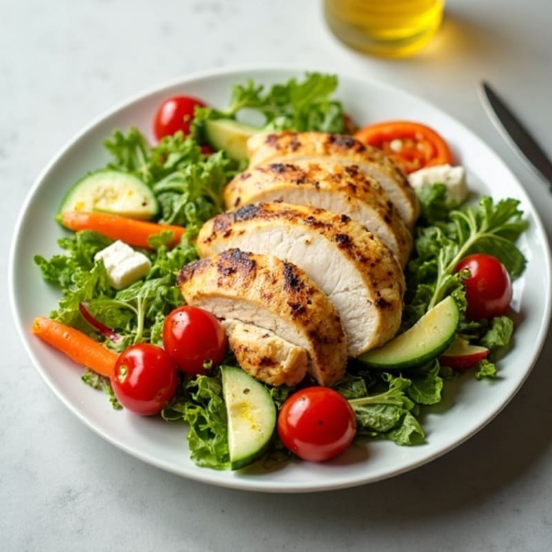 Grilled Chicken Salad with Crunchy Vegetables and Lemon Vinaigrette