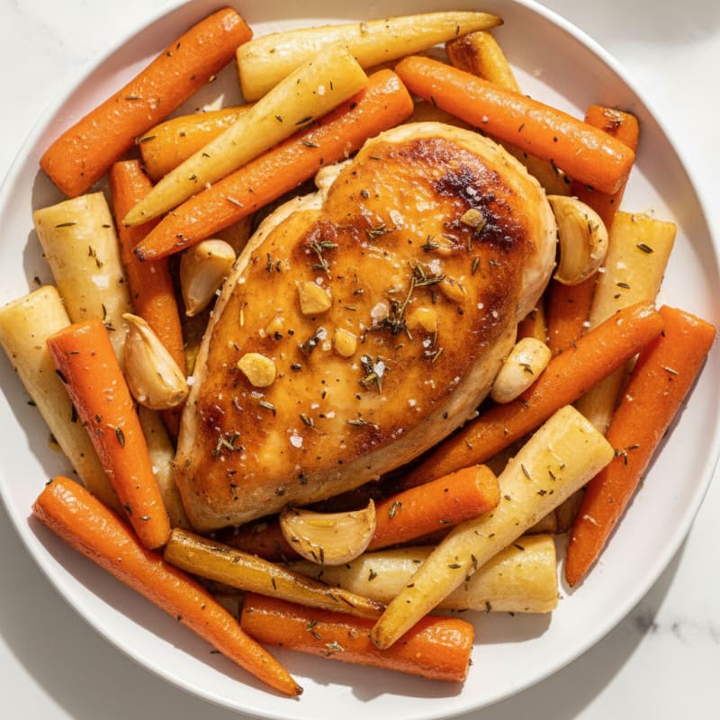 Garlic Herb Roasted Chicken with Root Vegetables