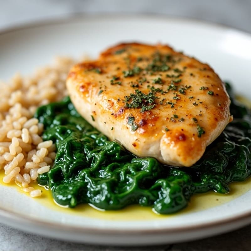 Garlic Herb Chicken with Sautéed Spinach