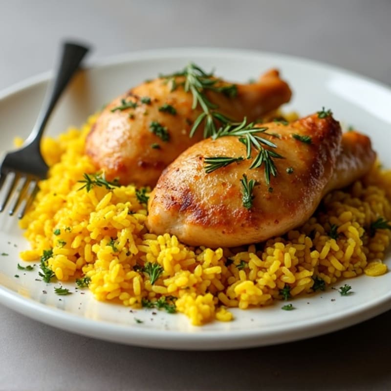 Herb-Roasted Chicken with Garlic Turmeric Rice