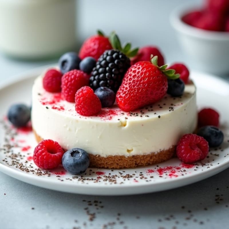 Greek Yogurt Protein Cheesecake with Mixed Berries