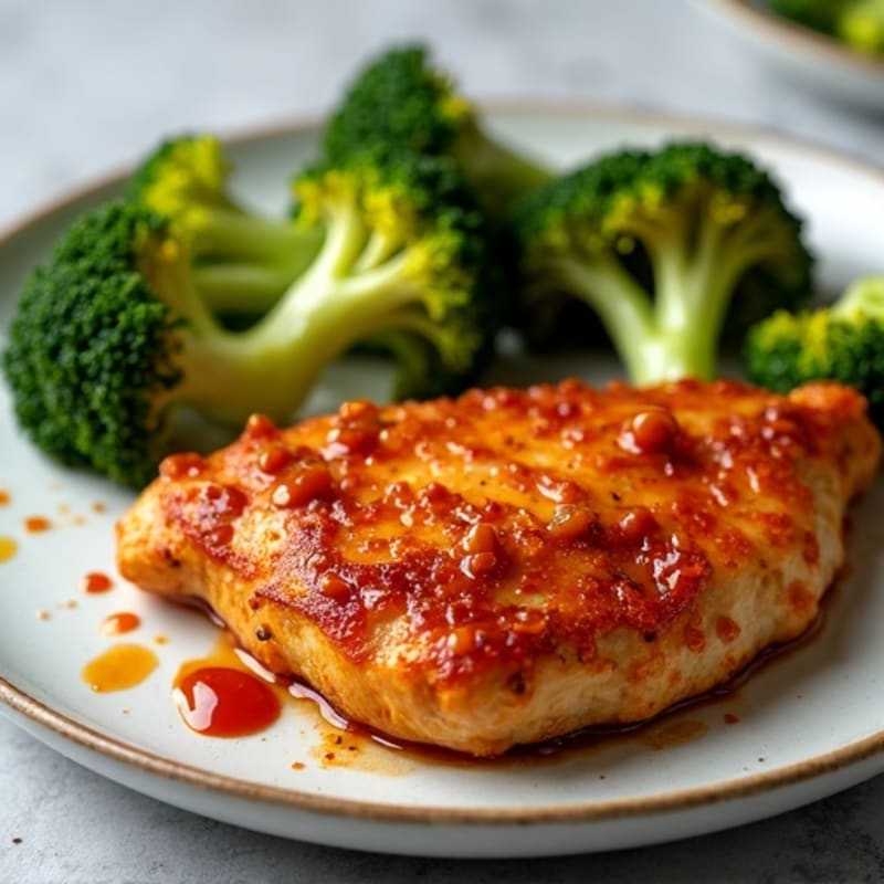 Crispy Baked Sweet and Spicy Chicken with Roasted Broccoli