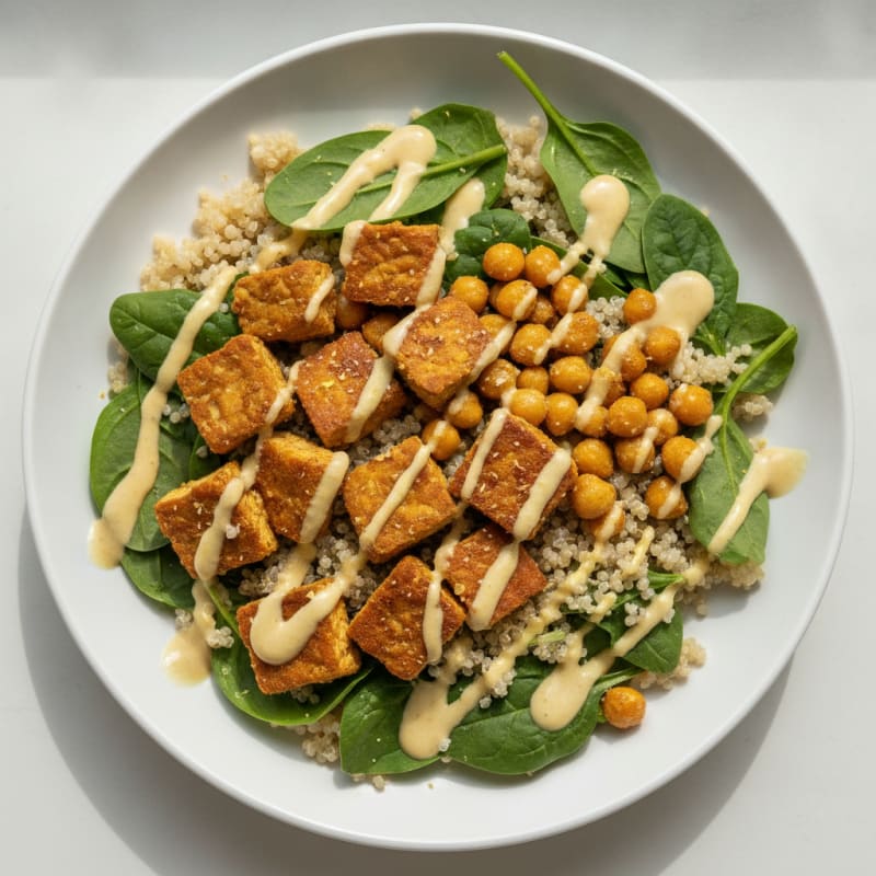 Chickpea and Quinoa Power Bowl with Lemon-Tahini Drizzle