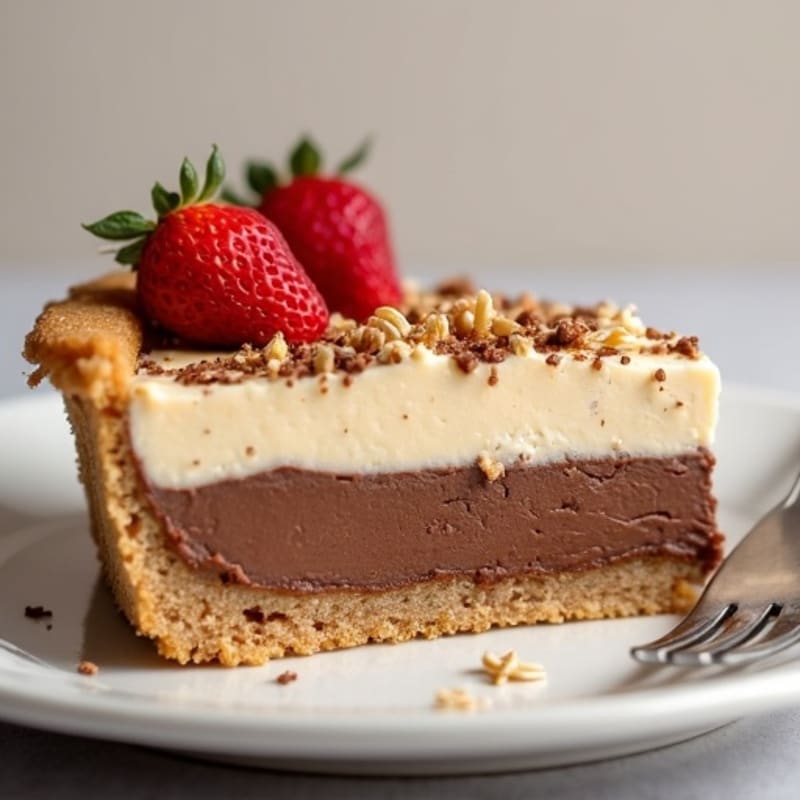 Healthy No-Bake Creamy Peanut Butter Chocolate Pie