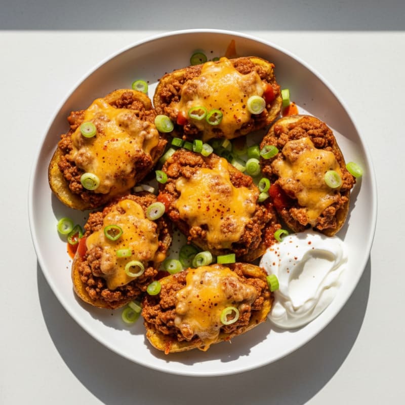 Crispy Chili Cheese Potato Skins