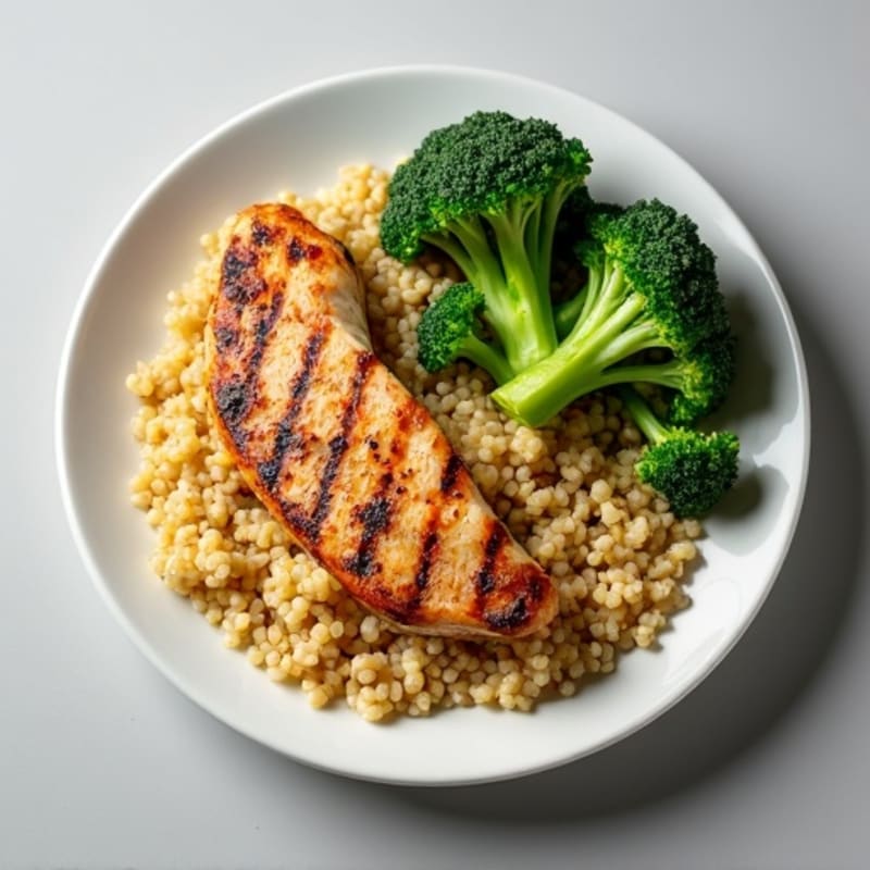 Grilled Chicken Breast with Quinoa and Steamed Broccoli