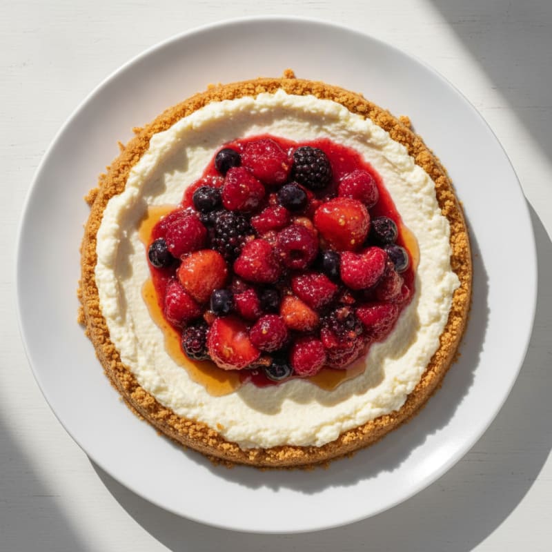 Greek Yogurt Protein Cheesecake with Mixed Berries