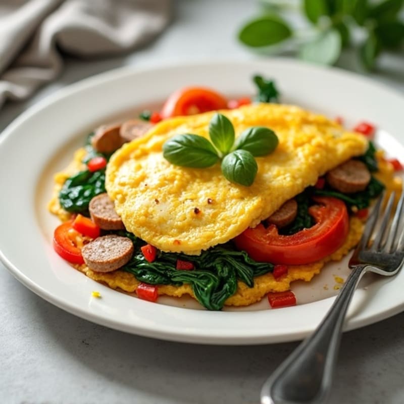Egg White Omelet with Turkey Sausage and Spinach